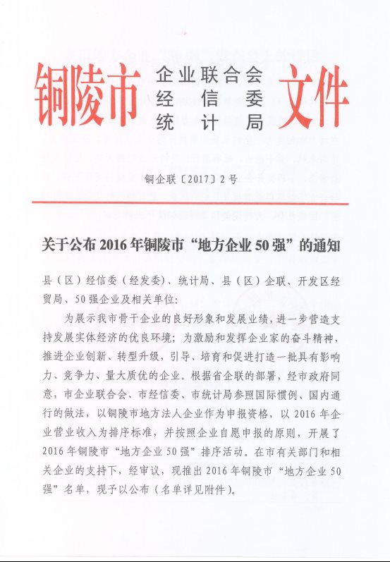 2016年地方企業(yè)50強通知1